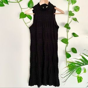 Halo XS Black Knit Lace A Line Dress